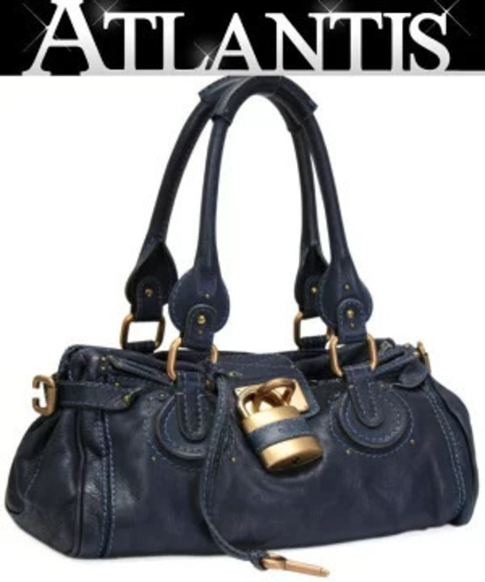 Chloe Paddington Handbag Leather Navy Blue